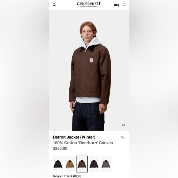 Carhartt Work in Progress Detroit jacket Men's Dark Brown Military Jacket - Picture 5 of 5